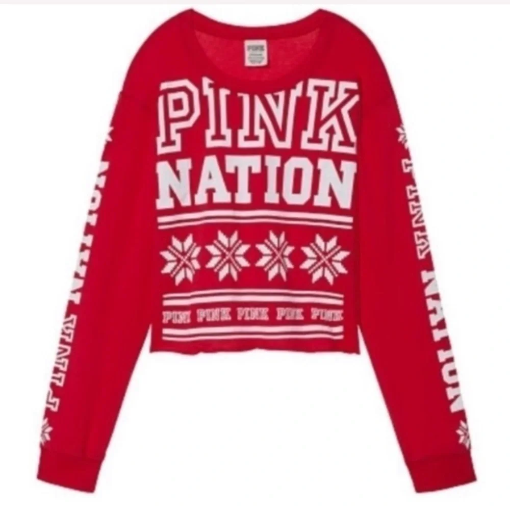 VS PINK Nation Cropped Top - Red - Picture 3 of 7